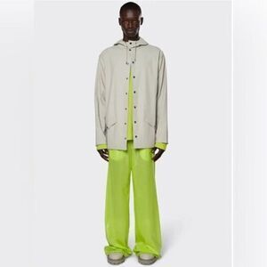 NWT RAINS Unisex Long Rain Jacket Color Cement Tan Raincoat - Size Large